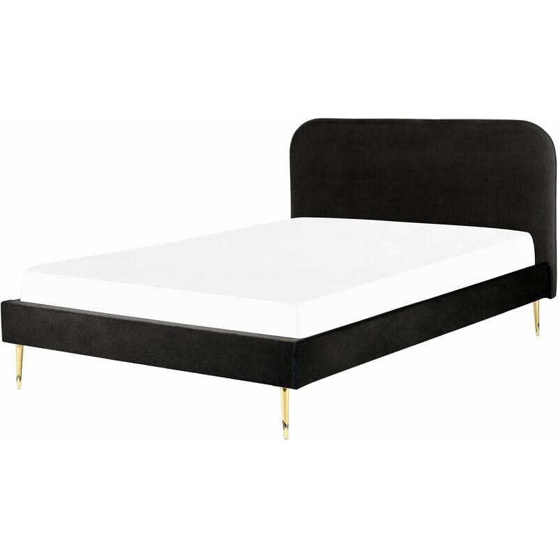 foto del prodotto letto matrimoniale velluto nero piedi oro minimalista 180 x 200 cm flayat