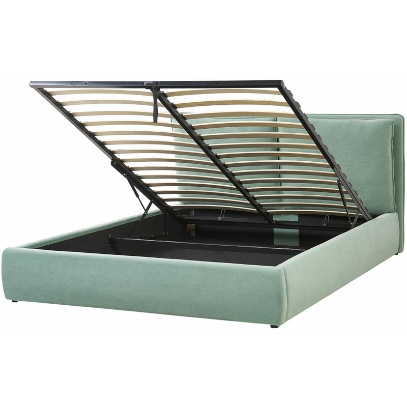 foto del prodotto letto matrimoniale verde menta con contenitore 160 x 200 cm bayonna