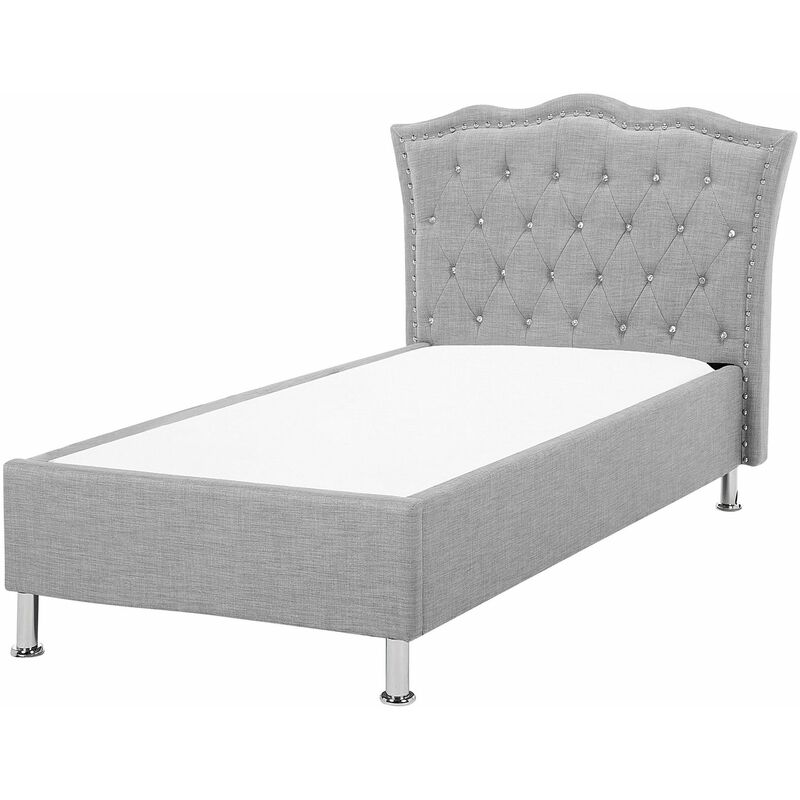foto del prodotto letto moderno in tessuto ue a una piazza con doghe grigio 90 x 200 cm metz