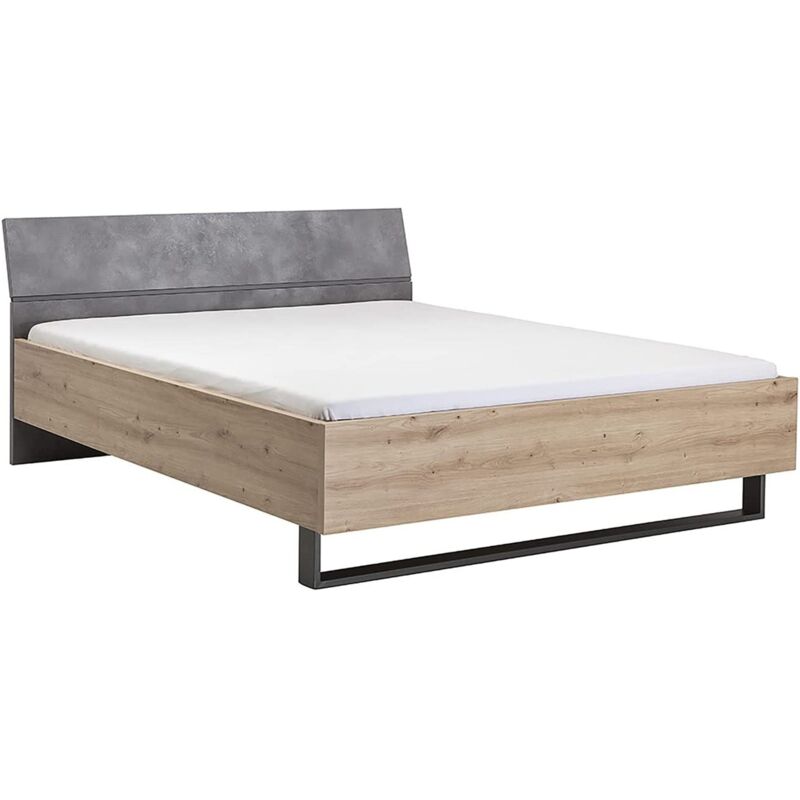 foto del prodotto letto moderno matrimoniale lafabrica struttura in legno rovere e nero con spalliera letto