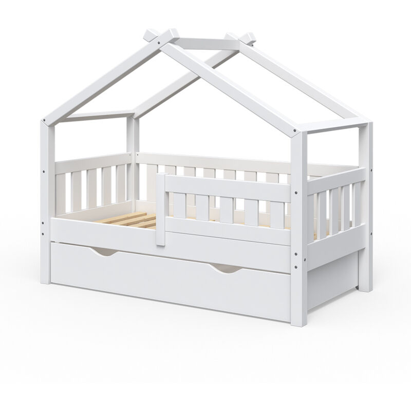 foto del prodotto letto montessori bambini design, bianco, 70x140 cm con cassetto vitalispa