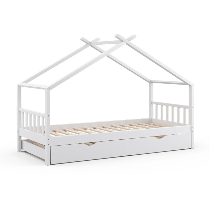 foto del prodotto letto montessori bambini design, bianco, 90x200 cm con letto per ospiti vitalispa