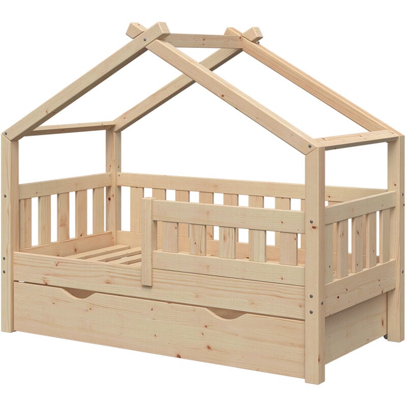 foto del prodotto letto montessori bambini design, marrone, 70x140 cm con cassetto vitalispa