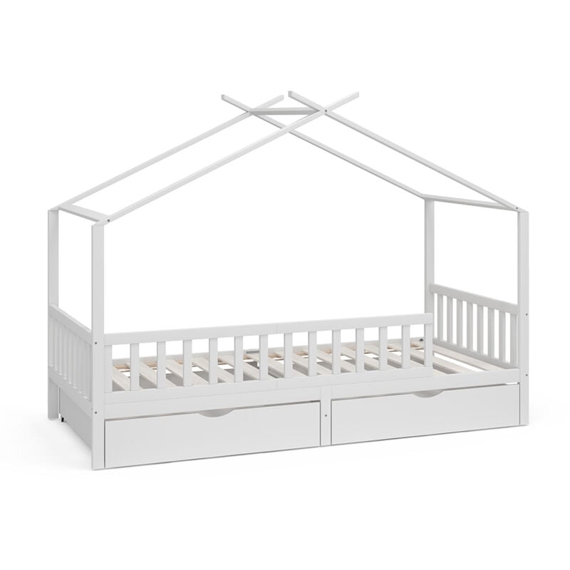 foto del prodotto letto montessori bambini franka, bianco, 90x200 cm con 2 cassetti, vitalispa