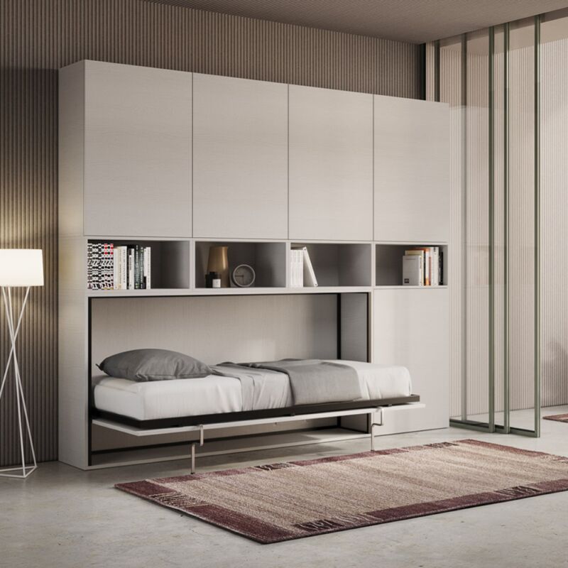 foto del prodotto letto nabor singolo a scomparsa bianco frassino composizione c
