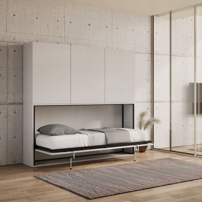 foto del prodotto letto nabor singolo a scomparsa bianco frassino composizione d