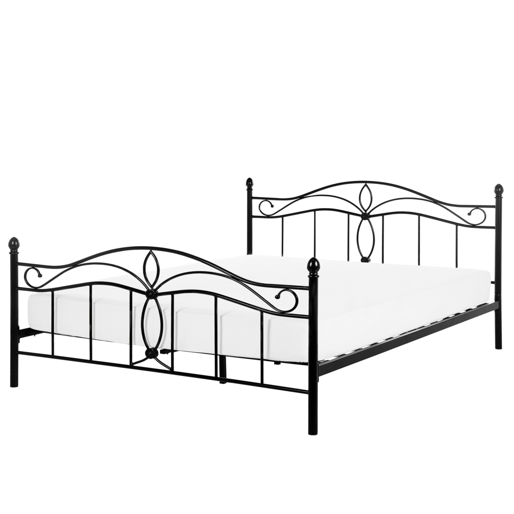 foto del prodotto letto nero king size metallo vintage letto grande camera da letto
