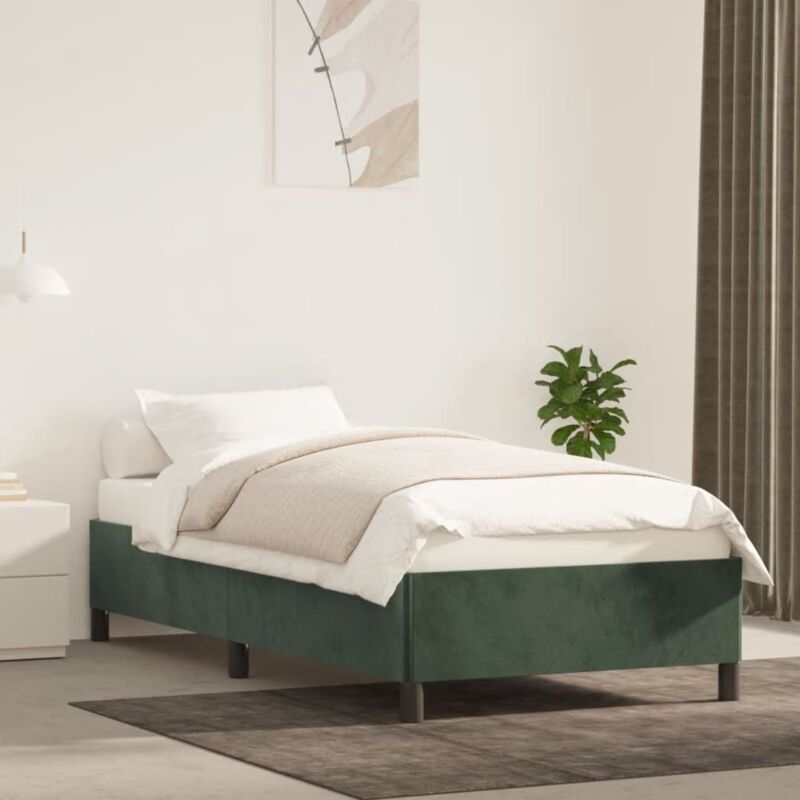 foto del prodotto letto per adulto,struttura letto elegante, letto singolo,giroletto verde scuro 90x190 cm in velluto bv65663