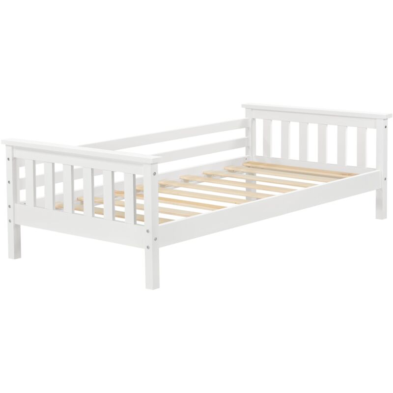 foto del prodotto letto per bambini con rete a doghe, struttura in legno di pino bianco, 70 x 140 cm 030005447