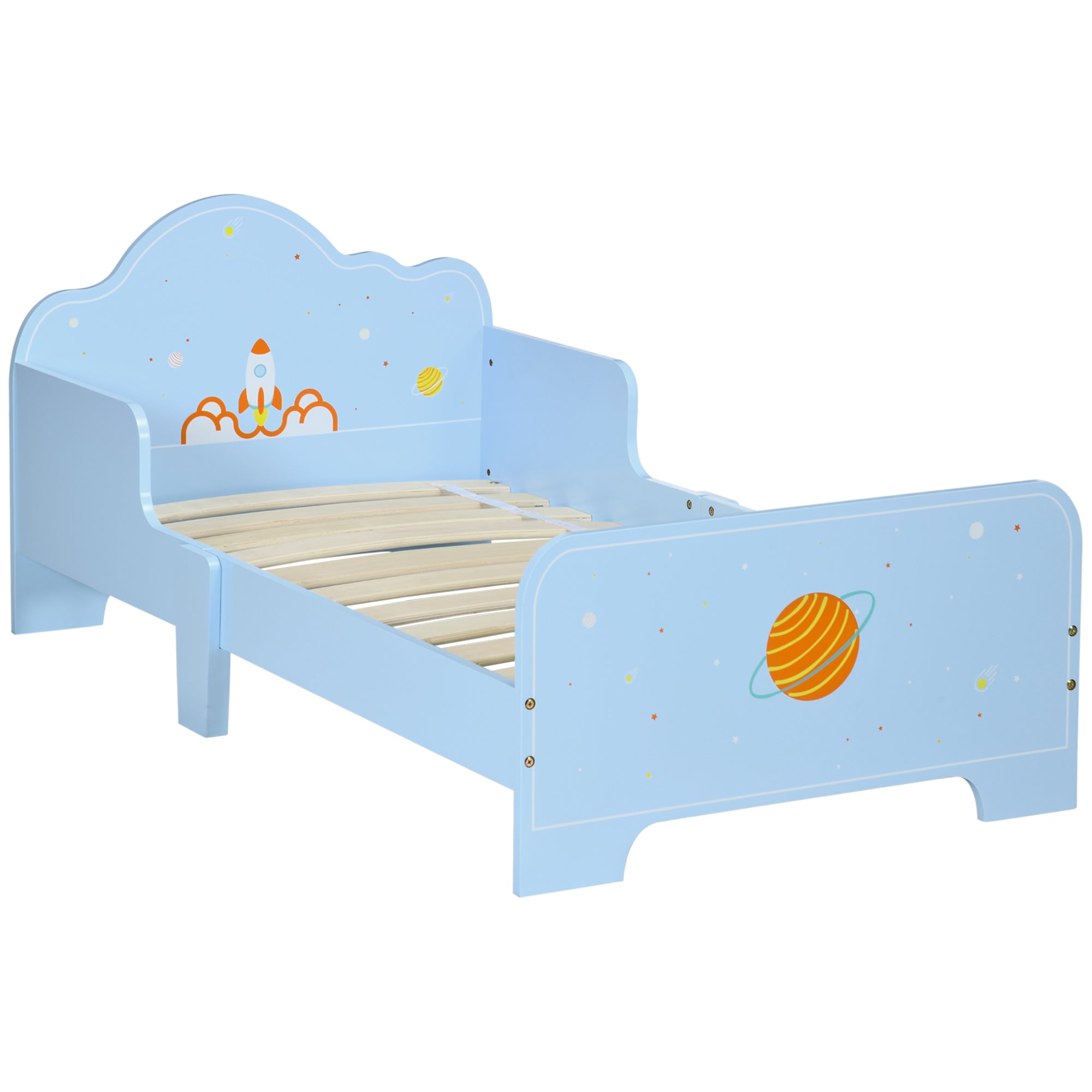 foto del prodotto letto per bambini con sponde 143x74x59 cm fantasia spaziale azzurro