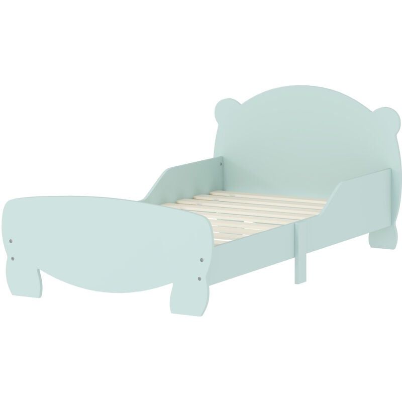 foto del prodotto letto per bambini con testiera e pediera a orso e 2 sponde verde aiyaplay