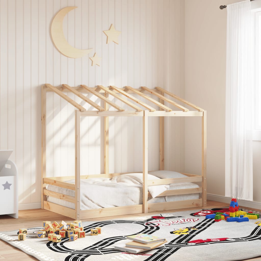 foto del prodotto letto per bambini con tetto 70x140 cm in legno massello di pino