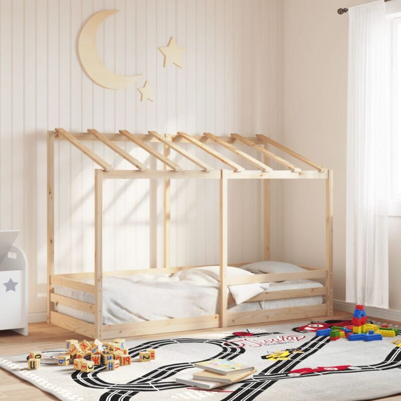 foto del prodotto letto per bambini con tetto 75x190 cm in legno massello di pino vidaxl