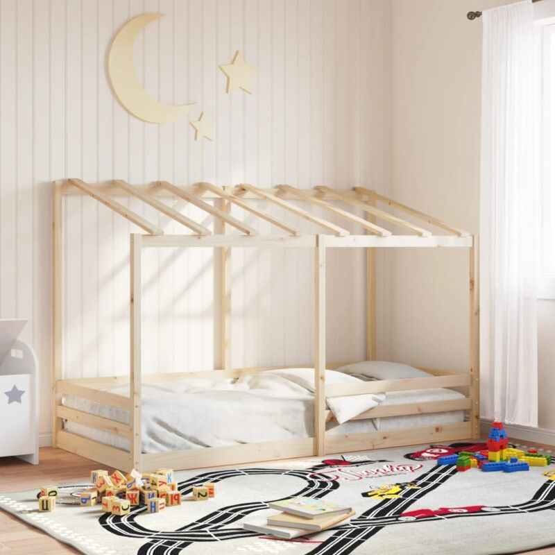 foto del prodotto letto per bambini con tetto 90x200 cm in legno massello di pino vidaxl