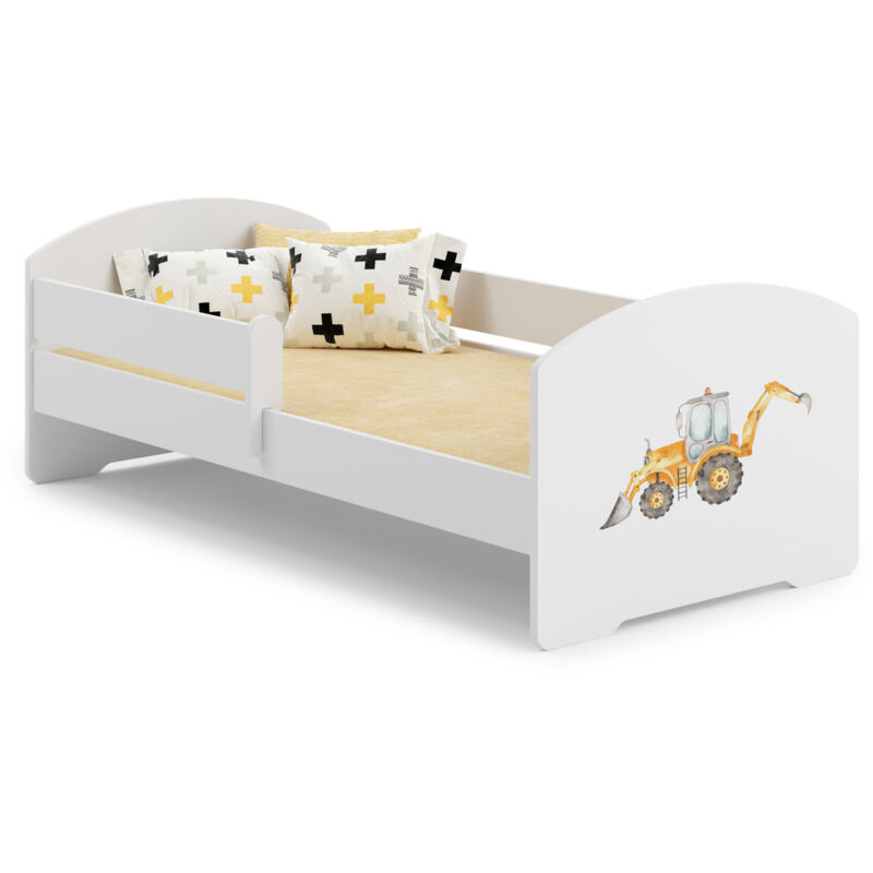 foto del prodotto letto per bambini luk 140x70 con ringhiera escavatore