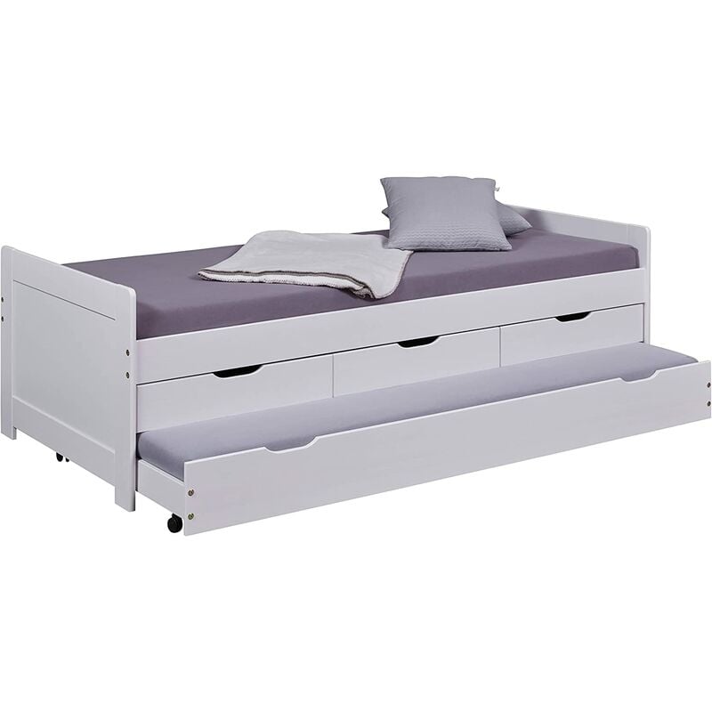 foto del prodotto letto per bambini ragazzi 90x200 desert rain 3 1 cassetti cm98x63x205 bianco