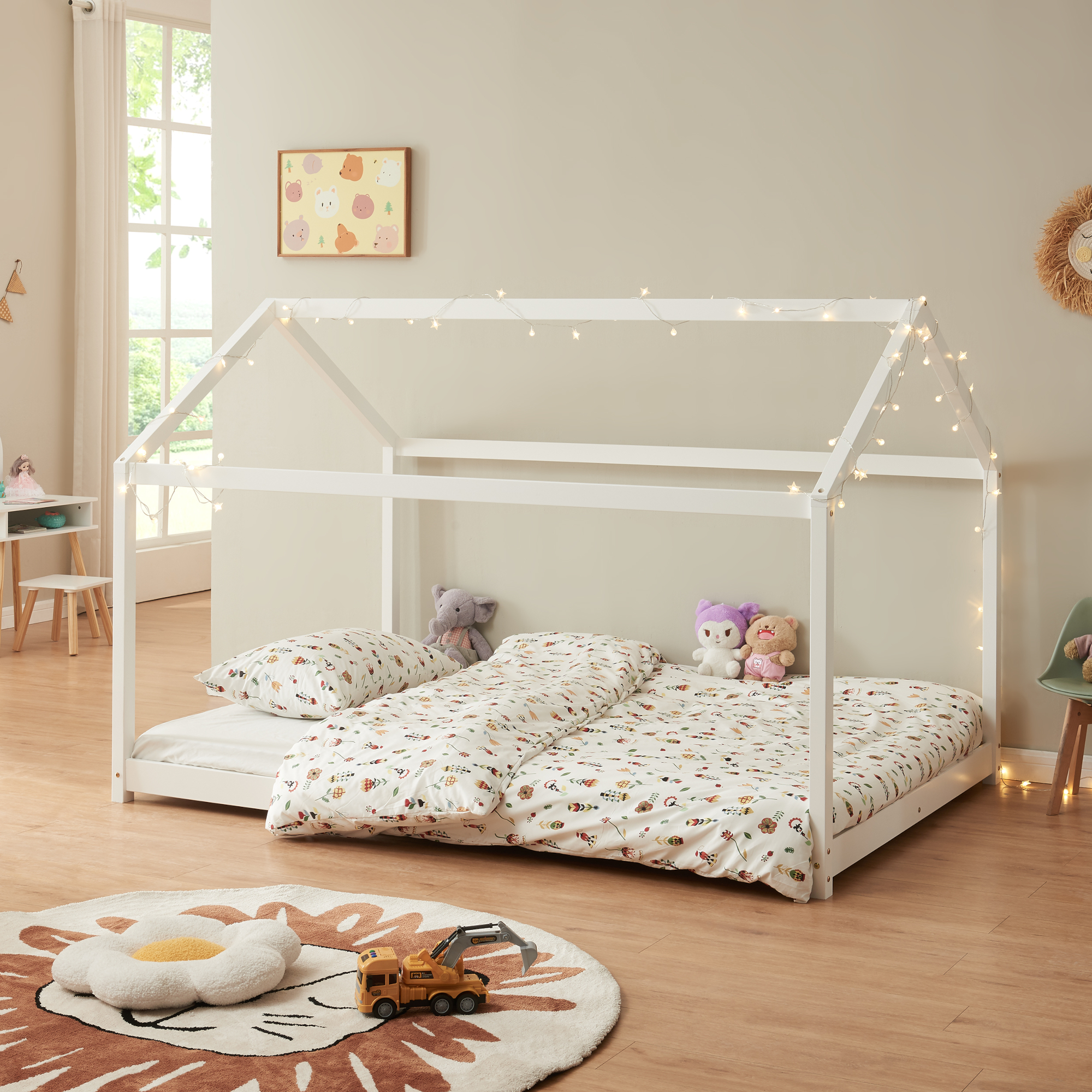 foto del prodotto letto per cameretta 39 cerro 39 a forma di casetta 120 x 200 cm legno di pino bianco en.casa 