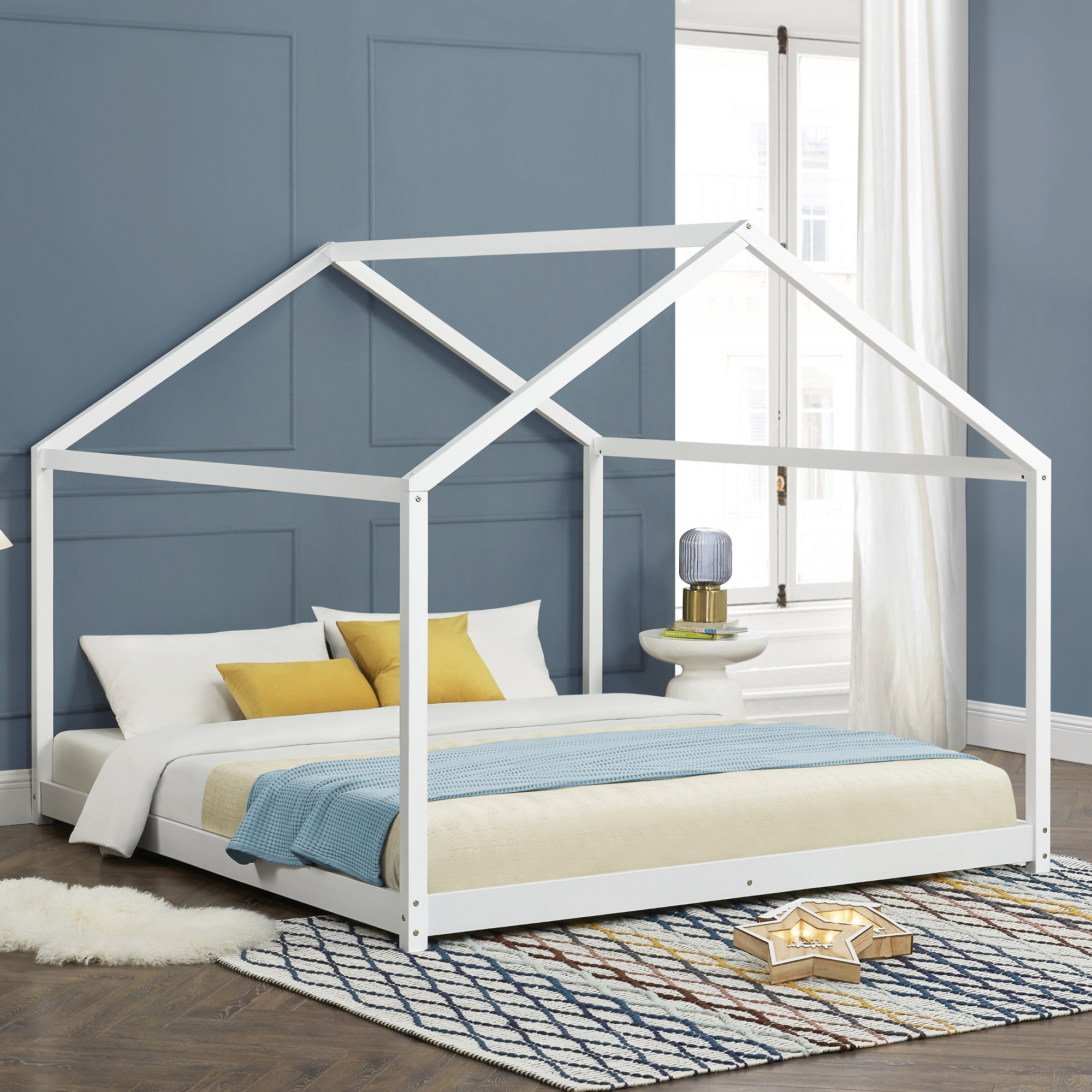 foto del prodotto letto per cameretta 39 cerro 39 a forma di casetta 180 x 200 cm legno di pino bianco en.casa 