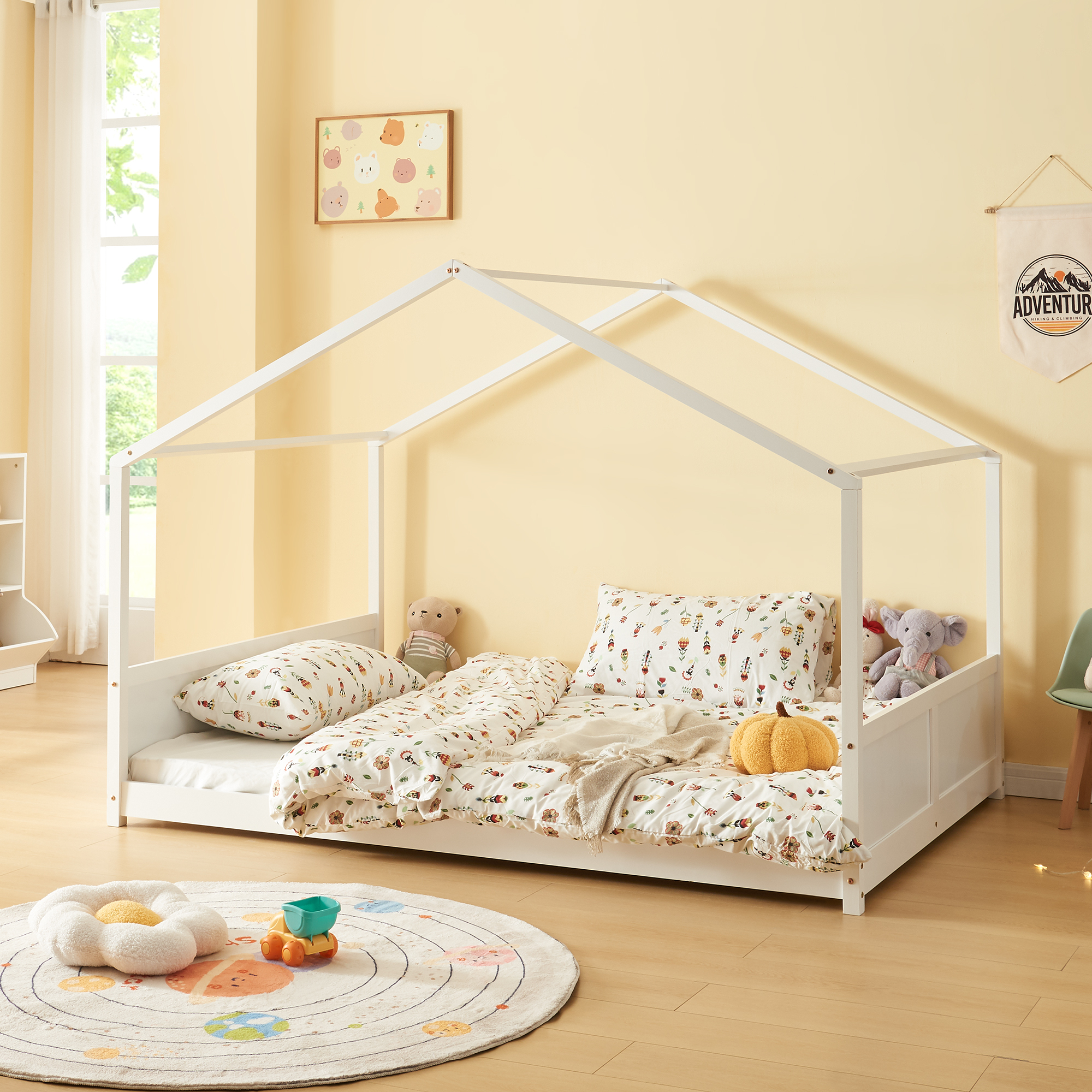 foto del prodotto letto per cameretta simo a forma di casetta 140 x 200 cm bianco en.casa 