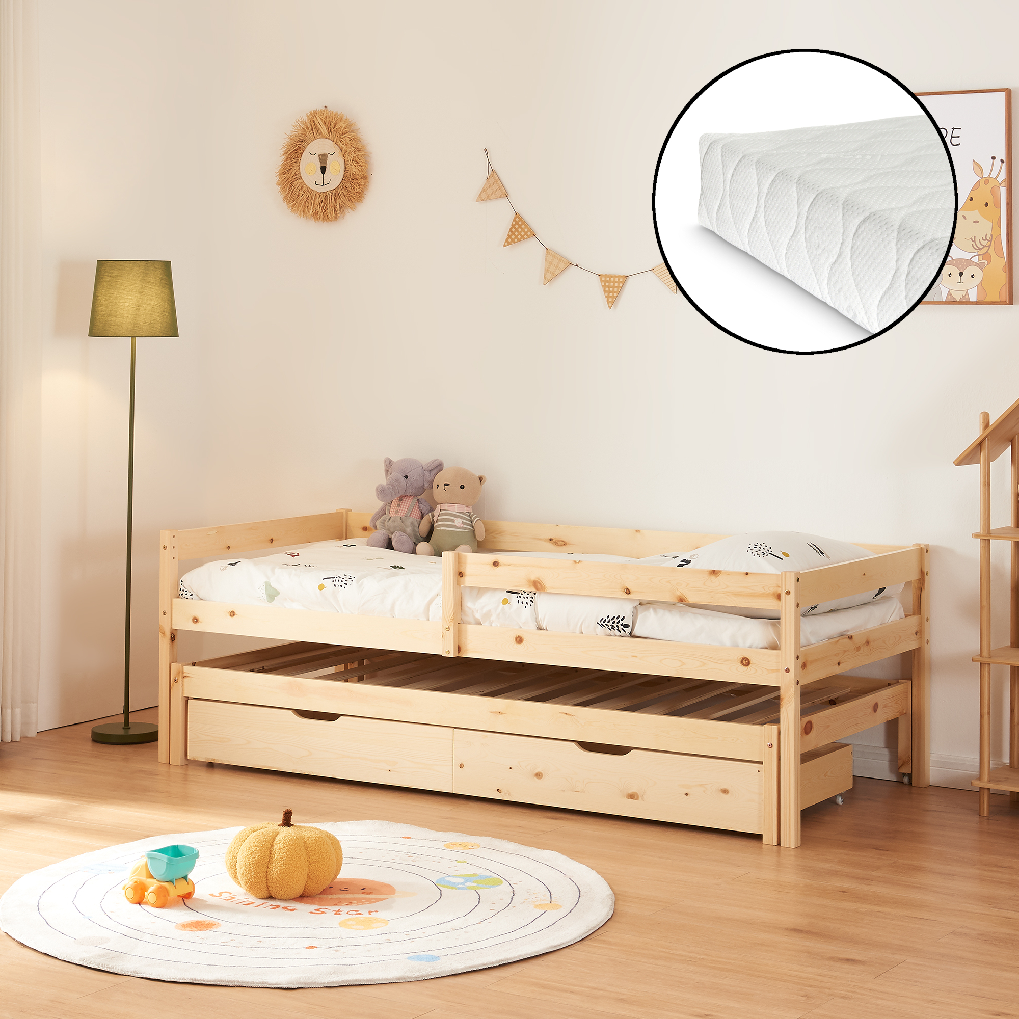 foto del prodotto letto per cameretta sonkaj rvi a 2 posti letto 1 materasso da 90 x 200 cm en.casa 