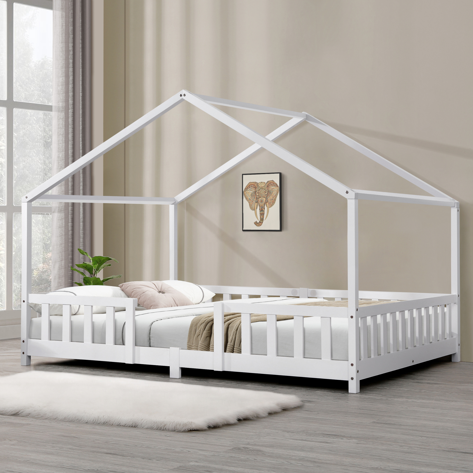foto del prodotto letto per cameretta treviolo a forma di casetta 120x200 cm bianco en.casa 