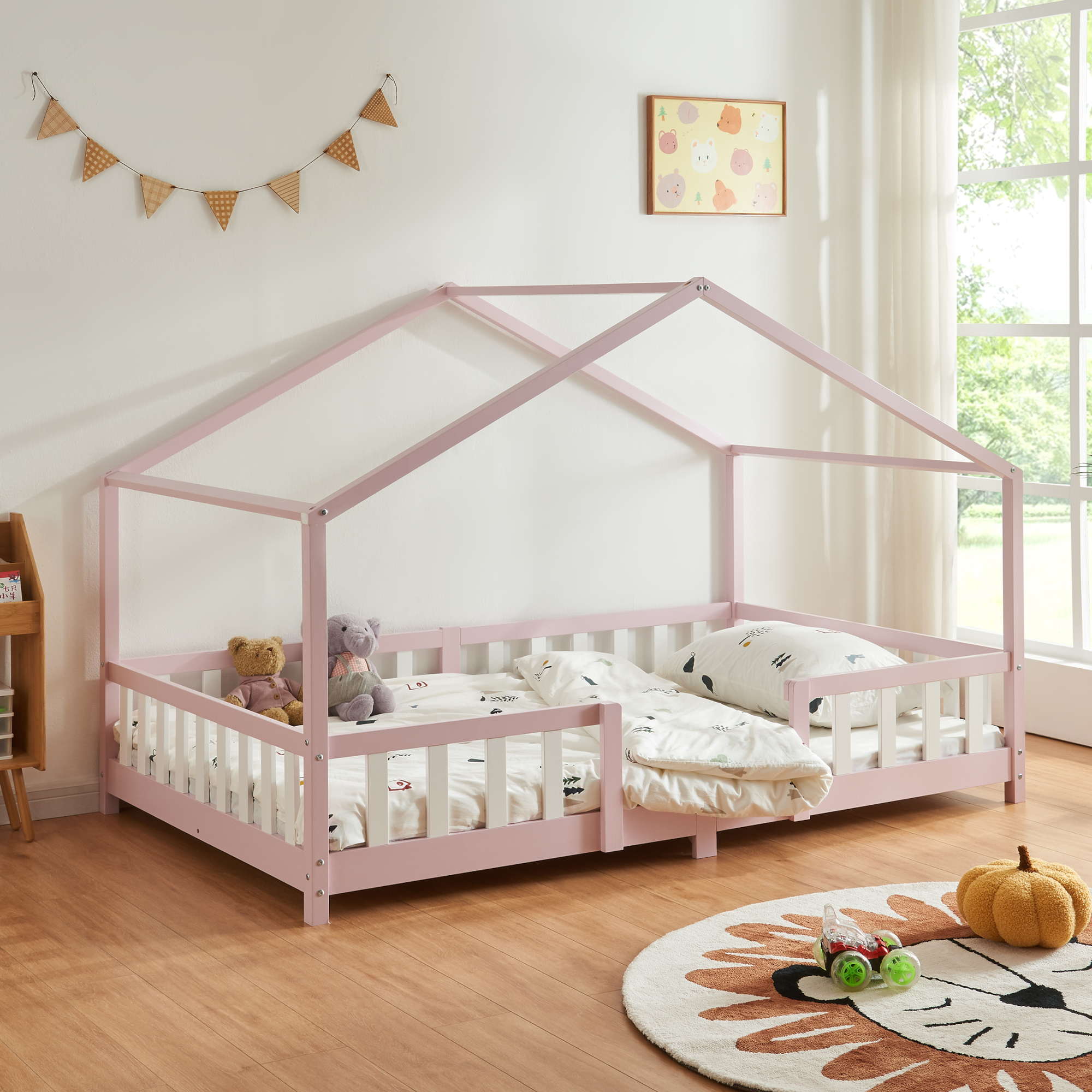 foto del prodotto letto per cameretta treviolo a forma di casetta 120x200 cm rosa en.casa 