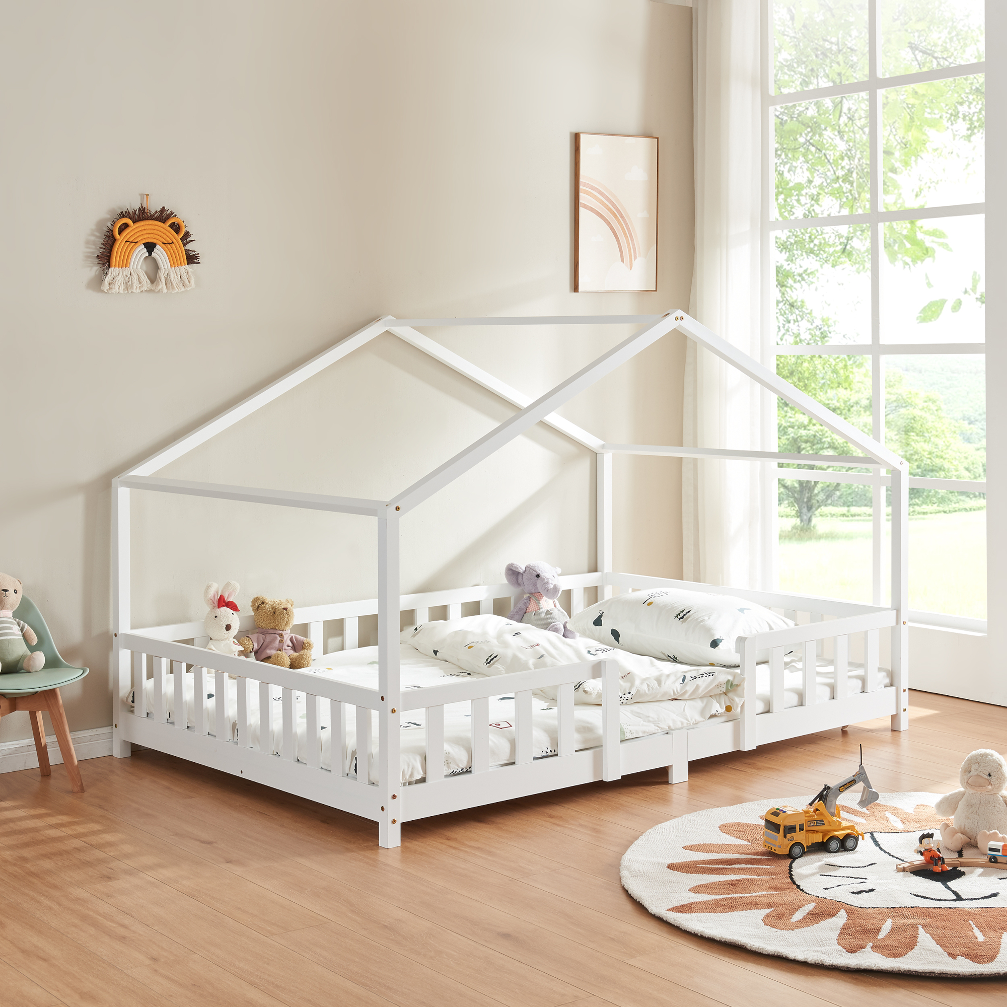 foto del prodotto letto per cameretta treviolo a forma di casetta 140x200 cm bianco en.casa 