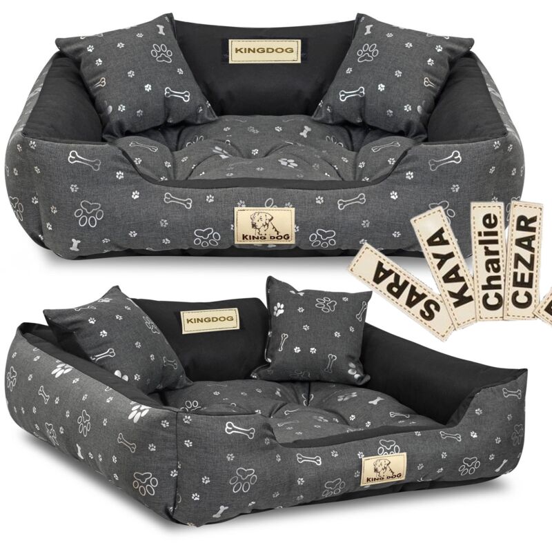 foto del prodotto letto per cani box kingdog 75x65 cm personalizzato ossa argento impermeabile