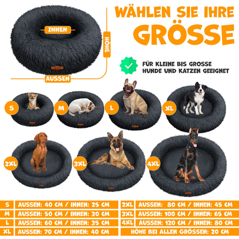 foto del prodotto letto per cani cuscino per gatti bagel lavabile incl. ciotola 3x ossi da masticare divano per cani cuscino morbido rotondo in peluche per cani di