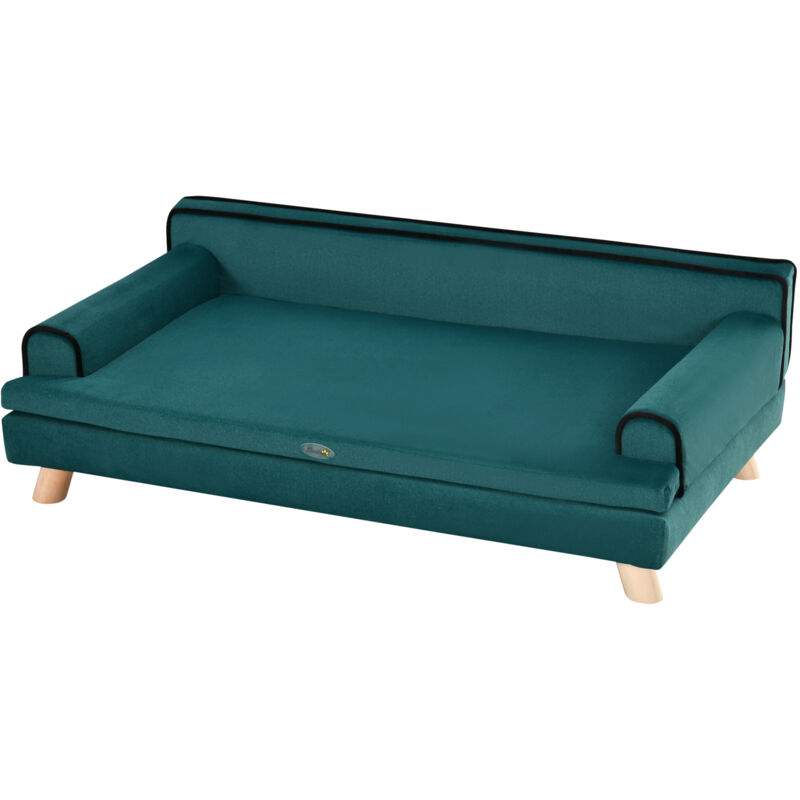 foto del prodotto letto per cani grandi rialzato con rivestimento morbido e lavabile verde pawhut