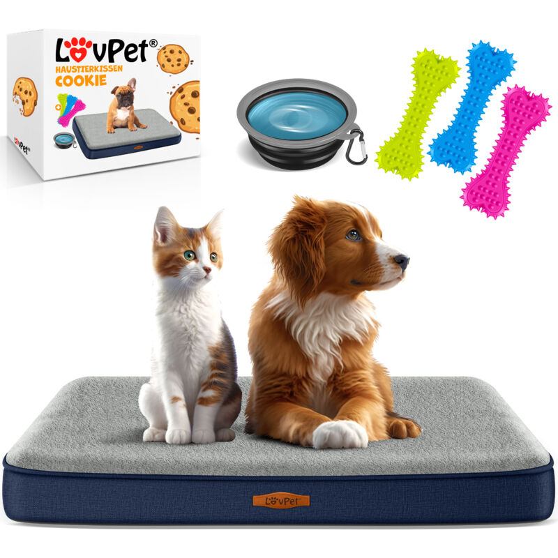 foto del prodotto letto per cani ortopedico cuscino per cani cestino per cani cookie incl. ciotola 3x ossi da masticare divano per cani di taglia piccola media e