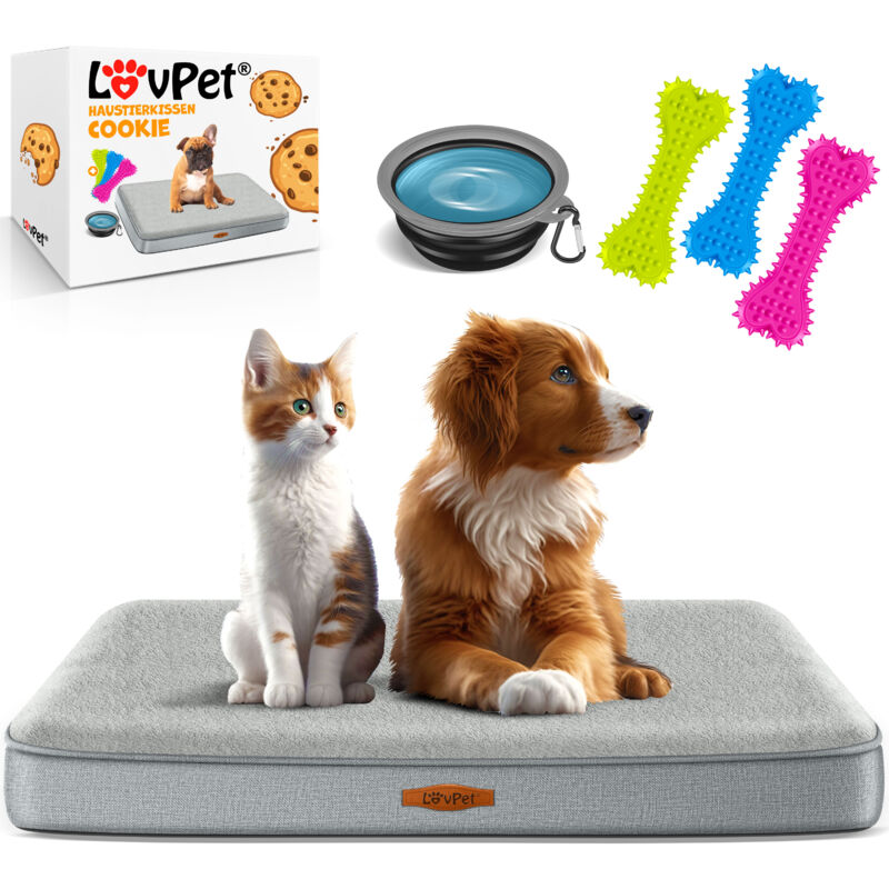 foto del prodotto letto per cani ortopedico cuscino per cani cestino per cani cookie incl. ciotola 3x ossi da masticare divano per cani di taglia piccola media e