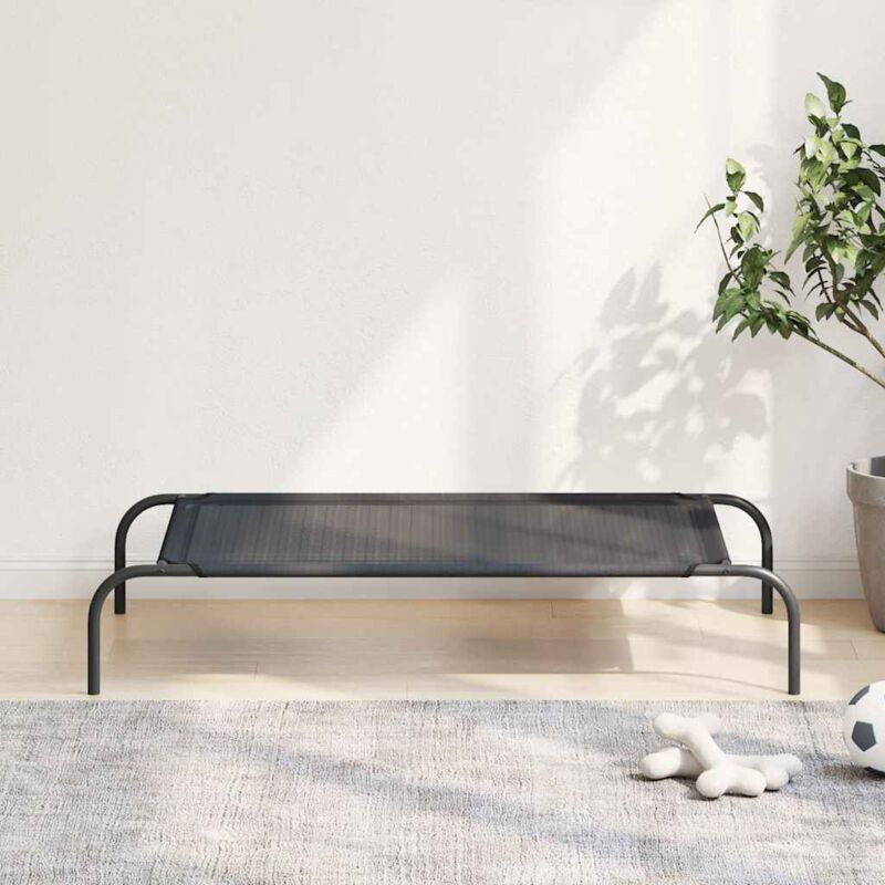 foto del prodotto letto per cani rialzata nero textilene traspirante vari dimensioni dimensioni l