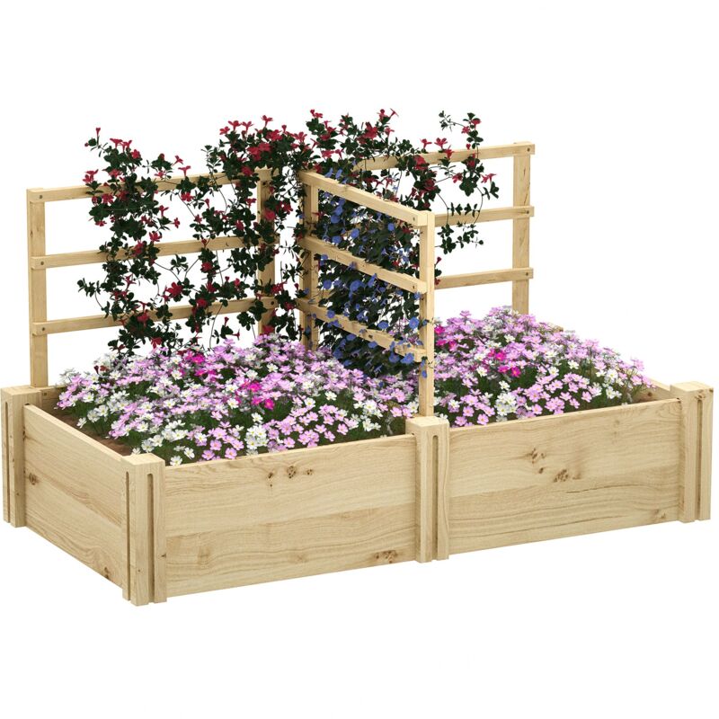 foto del prodotto letto per orto 119x62,5x64 cm con 3 tralicci e 2 fioriere con fondo aperto in legno di abete