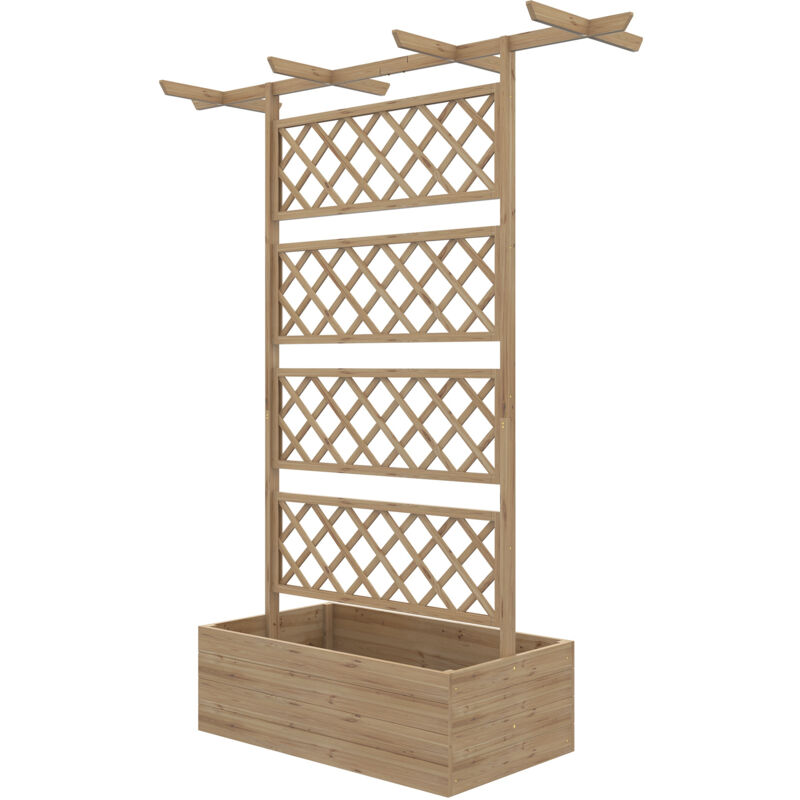 foto del prodotto letto per orto in legno con traliccio e pergola per piante rampicanti outsunny