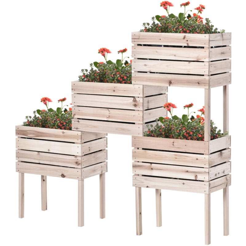 foto del prodotto letto per orto rialzato con 4 vasi portapiante - outsunny