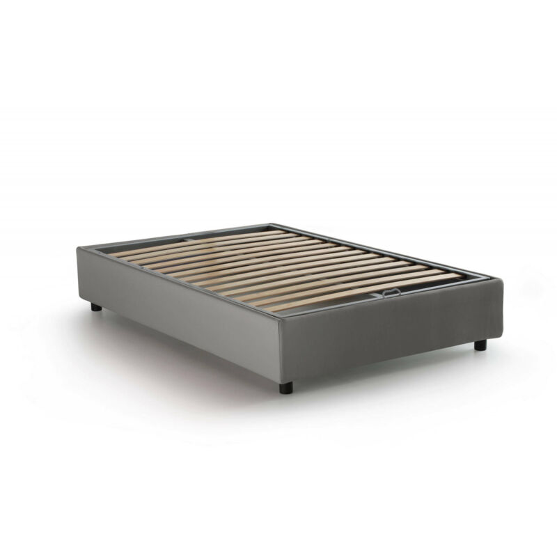 foto del prodotto letto piazza e mezza aftis, letto contenitore con rivestimento in tessuto, 100 made in italy, apertura laterale, con materasso cm 120x190 incluso,