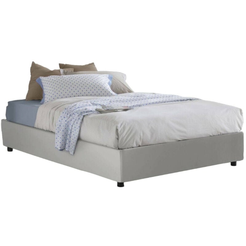 foto del prodotto letto piazza e mezza alan, letto contenitore con rivestimento in ecopelle, 100 made in italy, apertura laterale, adatto per materasso cm 120x190,