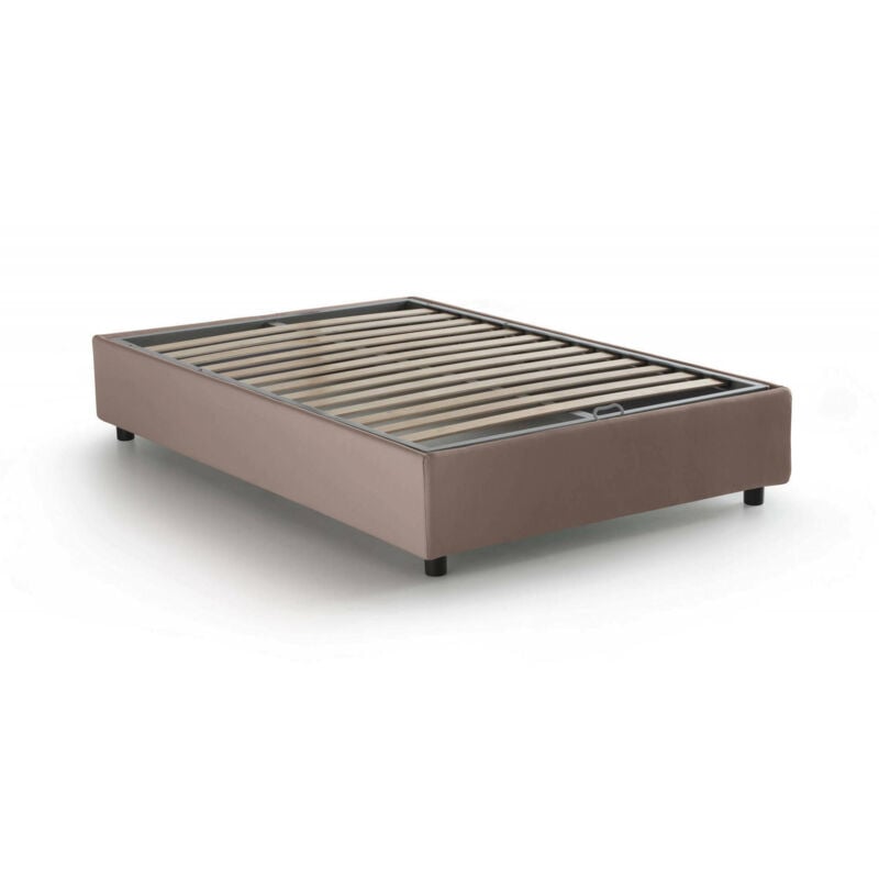 foto del prodotto letto piazza e mezza ariba, letto contenitore con rivestimento in tessuto, 100 made in italy, apertura laterale, adatto per materasso cm 120x190,
