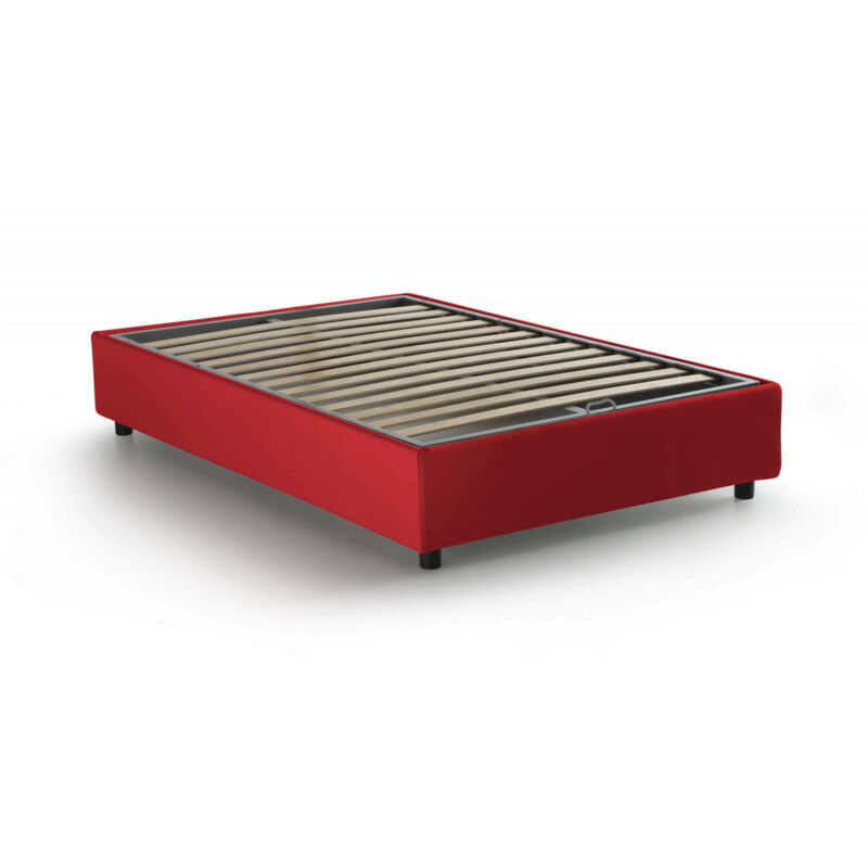 foto del prodotto letto piazza e mezza ariba, letto contenitore con rivestimento in tessuto, 100 made in italy, apertura laterale, adatto per materasso cm 120x190,