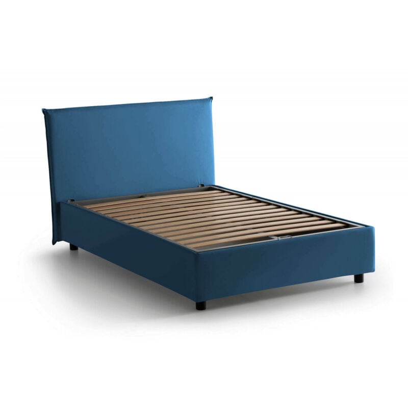 foto del prodotto letto piazza e mezza ashasa, letto contenitore con rivestimento in tessuto, 100 made in italy, apertura frontale, adatto per materasso cm 120x190,