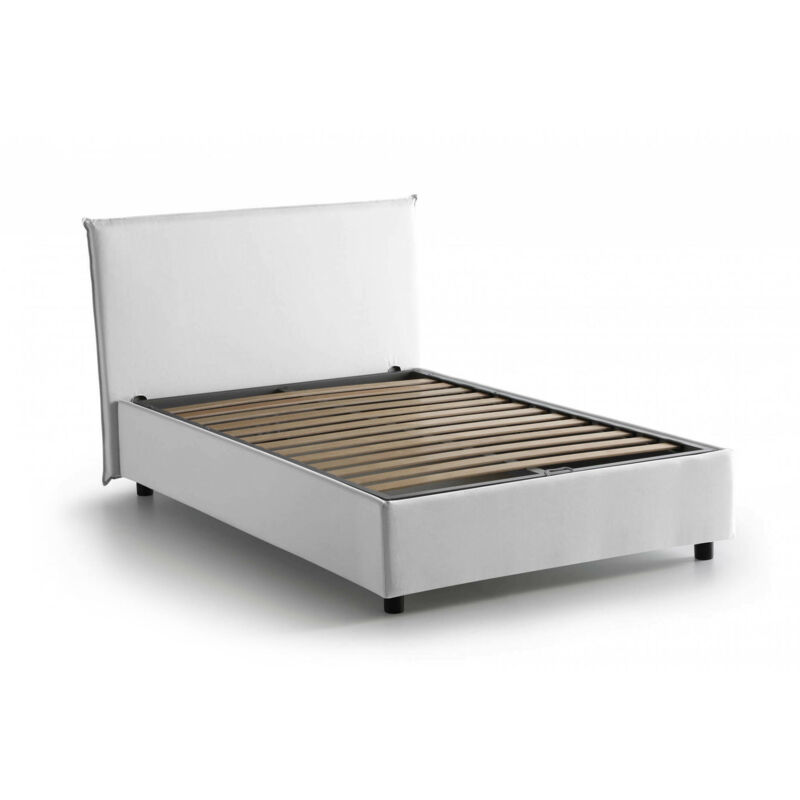 foto del prodotto letto piazza e mezza astrid, letto contenitore con rivestimento in tessuto, 100 made in italy, apertura frontale, adatto per materasso cm 120x200,