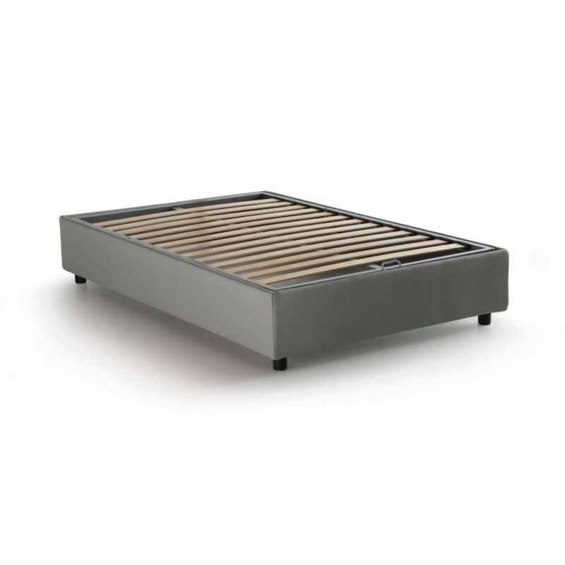 foto del prodotto letto piazza e mezza camilla, letto contenitore con rivestimento in tessuto, 100 made in italy, apertura laterale, adatto per materasso cm 120x190,