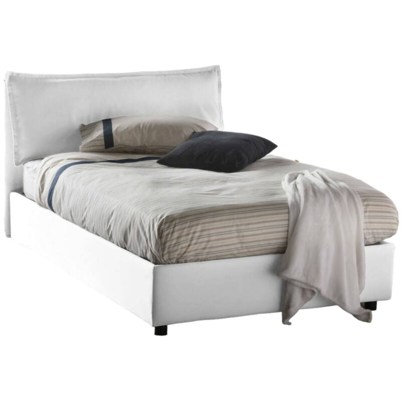 foto del prodotto letto piazza e mezza claudia, letto contenitore con rivestimento in tessuto, 100 made in italy, apertura frontale, adatto per materasso cm 120x200,