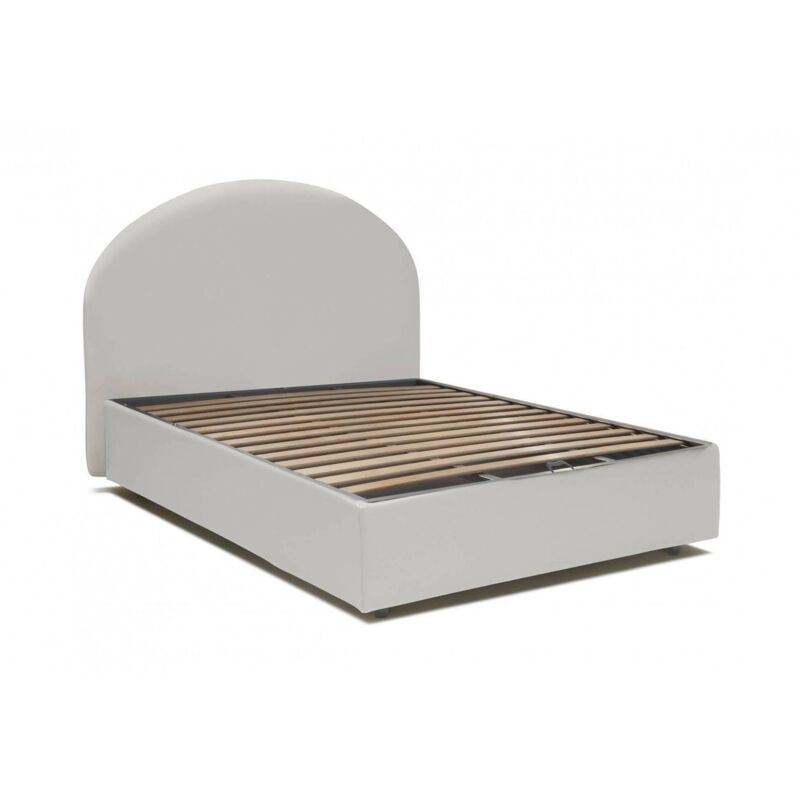 foto del prodotto letto piazza e mezza clotilde, letto contenitore con rivestimento in ecopelle, 100 made in italy, apertura frontale, adatto per materasso cm