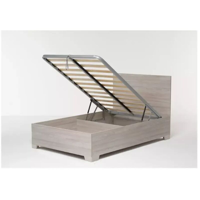 foto del prodotto letto piazza e mezza contenitore con piedini hi box olmo naturale 120x190 cm