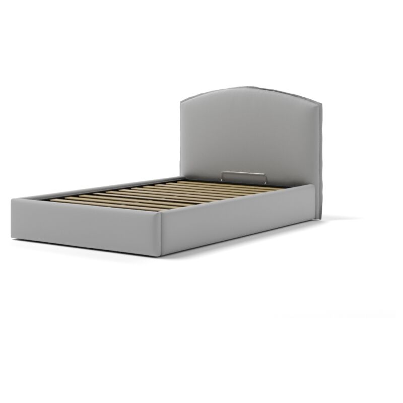 foto del prodotto letto piazza e mezza contenitore moon in ecopelle grigio 120x190 cm