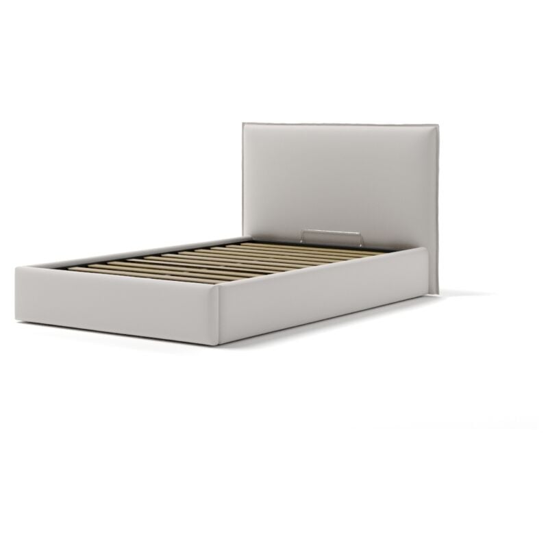 foto del prodotto letto piazza e mezza contenitore zoom in ecopelle bianco 120x190 cm