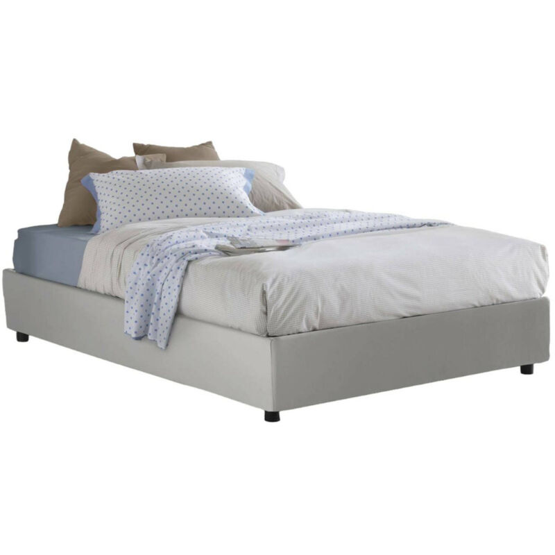 foto del prodotto letto piazza e mezza matilde, letto contenitore con rivestimento in ecopelle, 100 made in italy, apertura frontale, adatto per materasso cm 120x190,
