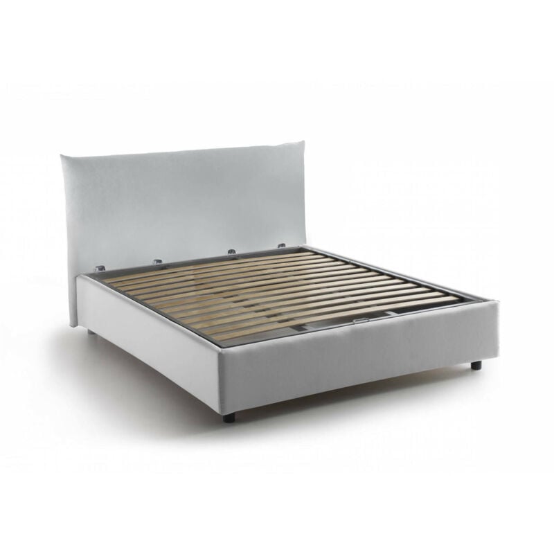 foto del prodotto letto piazza e mezza ornella, letto contenitore con rivestimento in tessuto, 100 made in italy, apertura frontale, adatto per materasso cm 120x190,